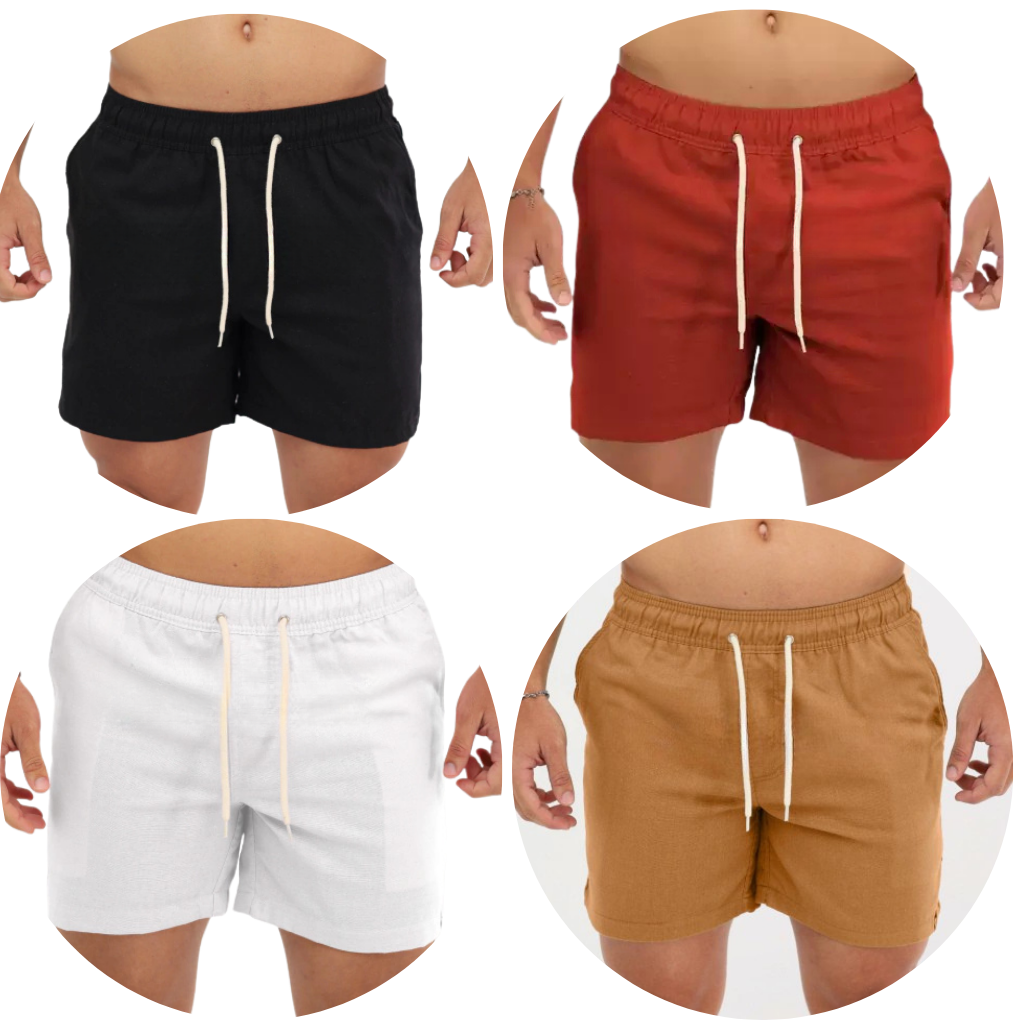 Kit 4 Shorts de Linho (Pré Black friday)