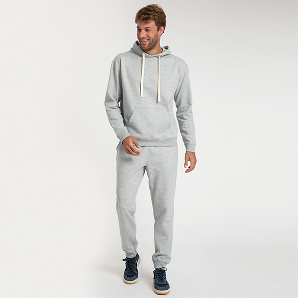 Blusão Moletom Com Capuz Masculino - Mescla Claro
