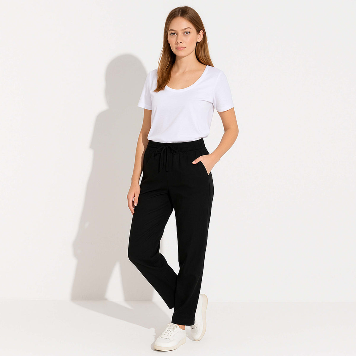 Calça Reta Linho - Preto