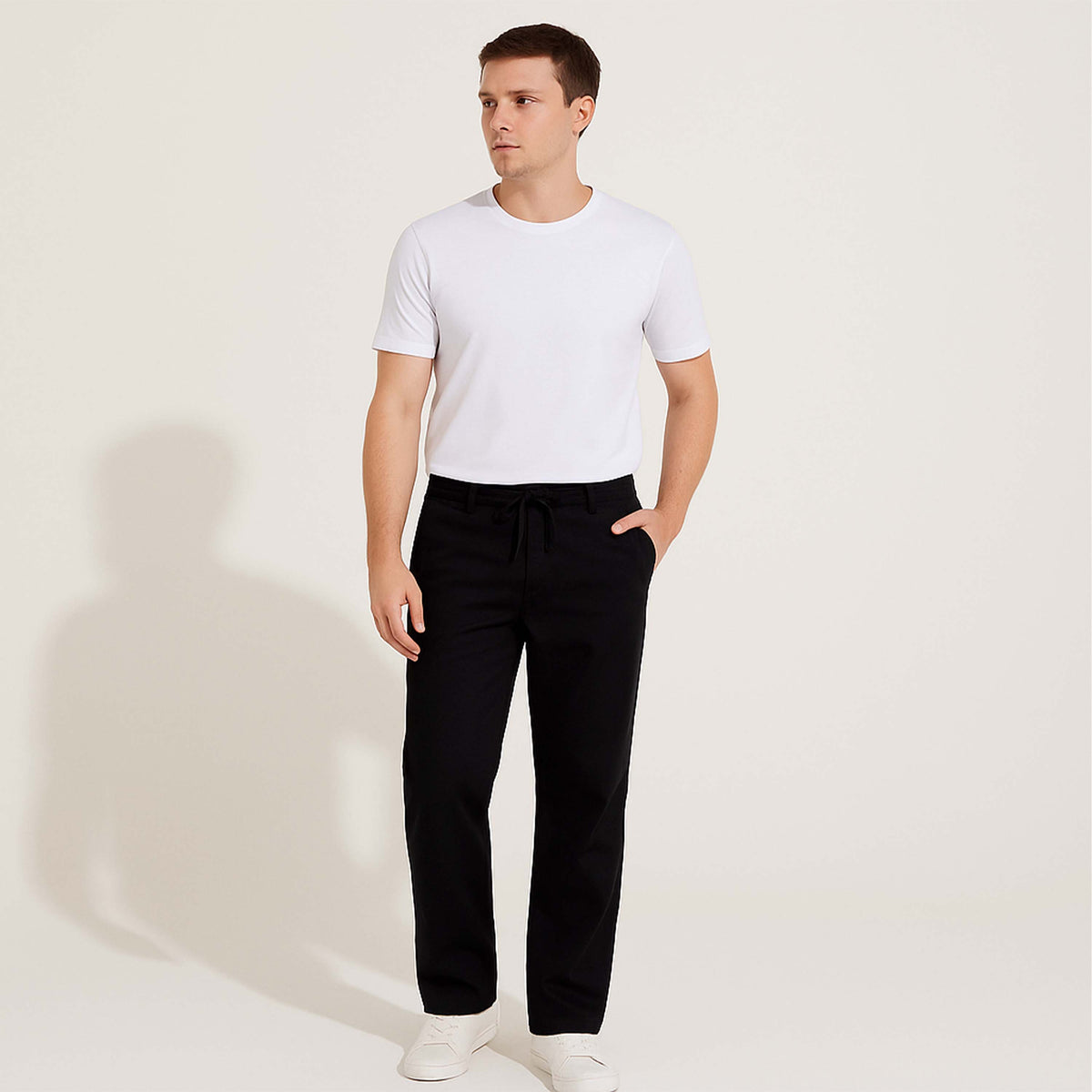 Calça Sarja Amarração Masculina - Preto